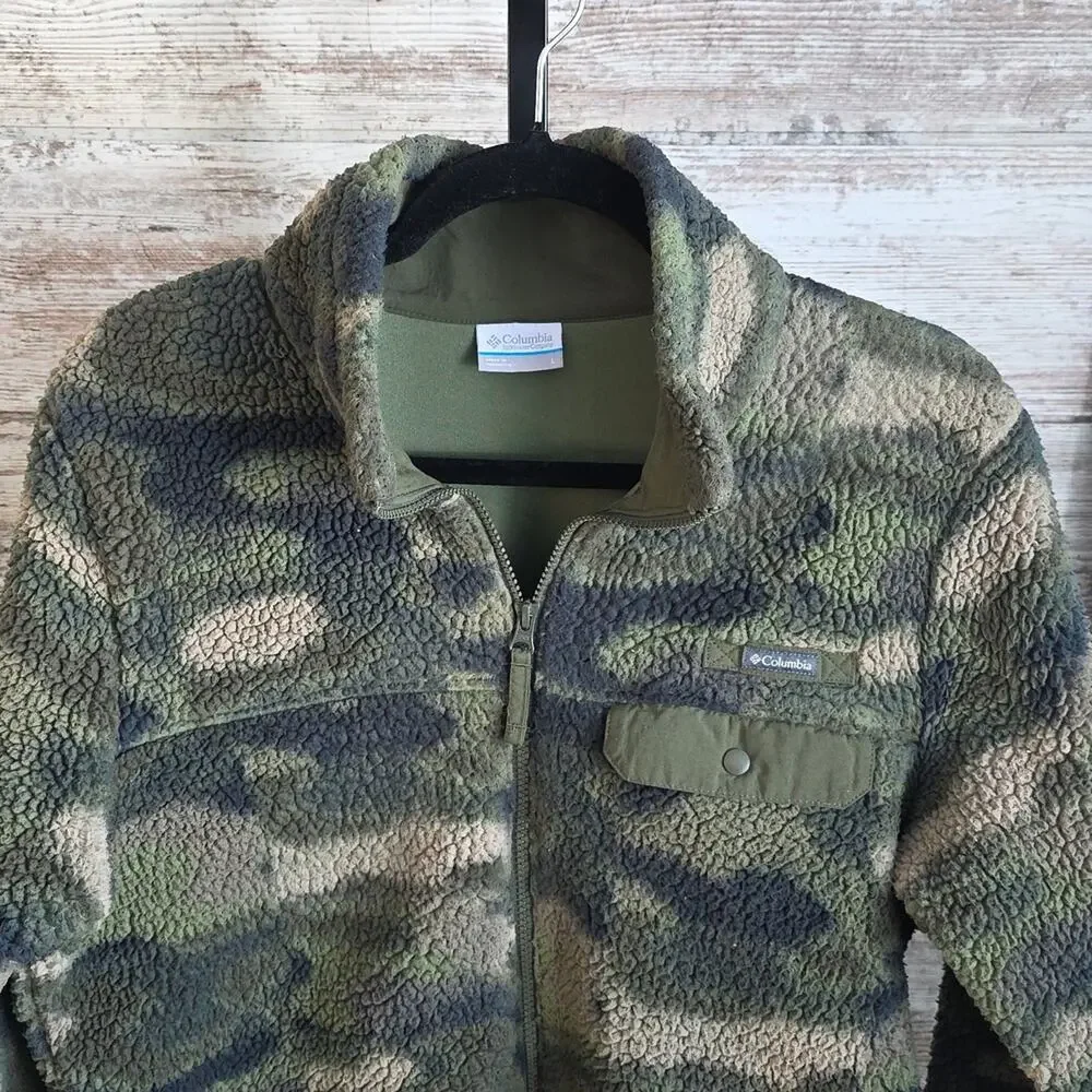 Columbia Mountainside Camo Fleece Full Zip Jacket Mens Size Large